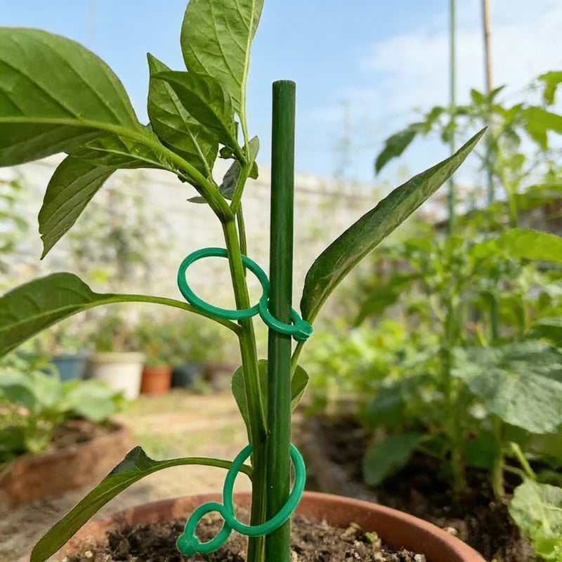 50/100Pcs Reusable Adjustable Plant Support Clips, Sturdy Plastic Garden Clips for Tomato Vine Flower and Vegetable Stakes Qme