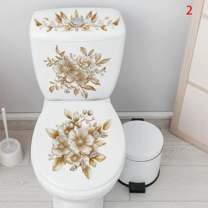 Waterproof Sticker Toilet Cover Bathroom Wall Flower Butterfly Qme 2