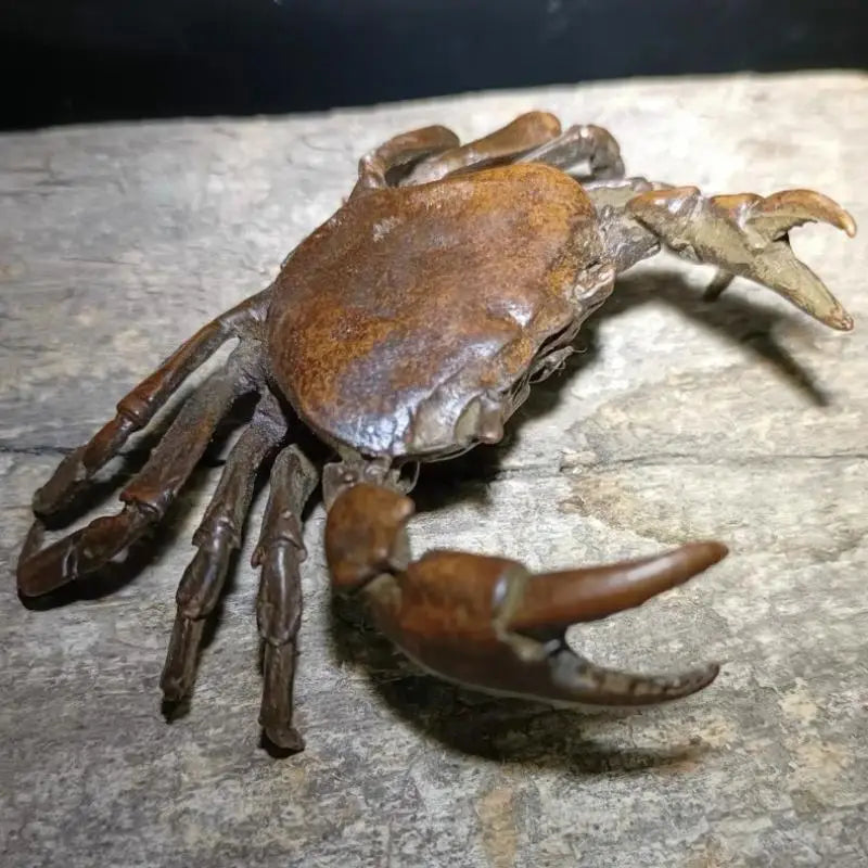 1Pcs Miniature Tea Pet Ornament Vintage Crab Simulation Animal Model Statue Figurine Antique Metal Crafts Desk Decoration Qme