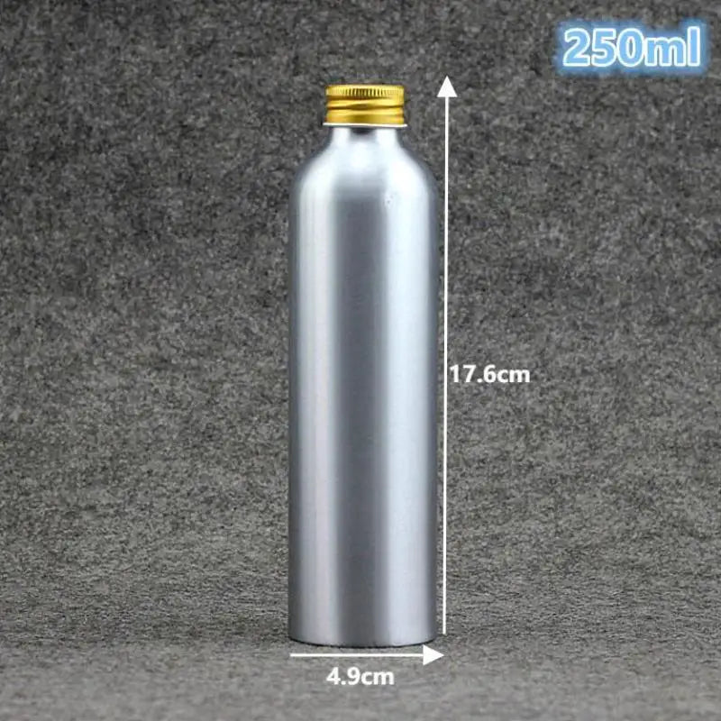 50ml-250ml Gold Aluminum Bottle With Screw Cap Perfume Cosmetic Toner Water Bottle Travel Protable Refillable Bottle Qme 250ml