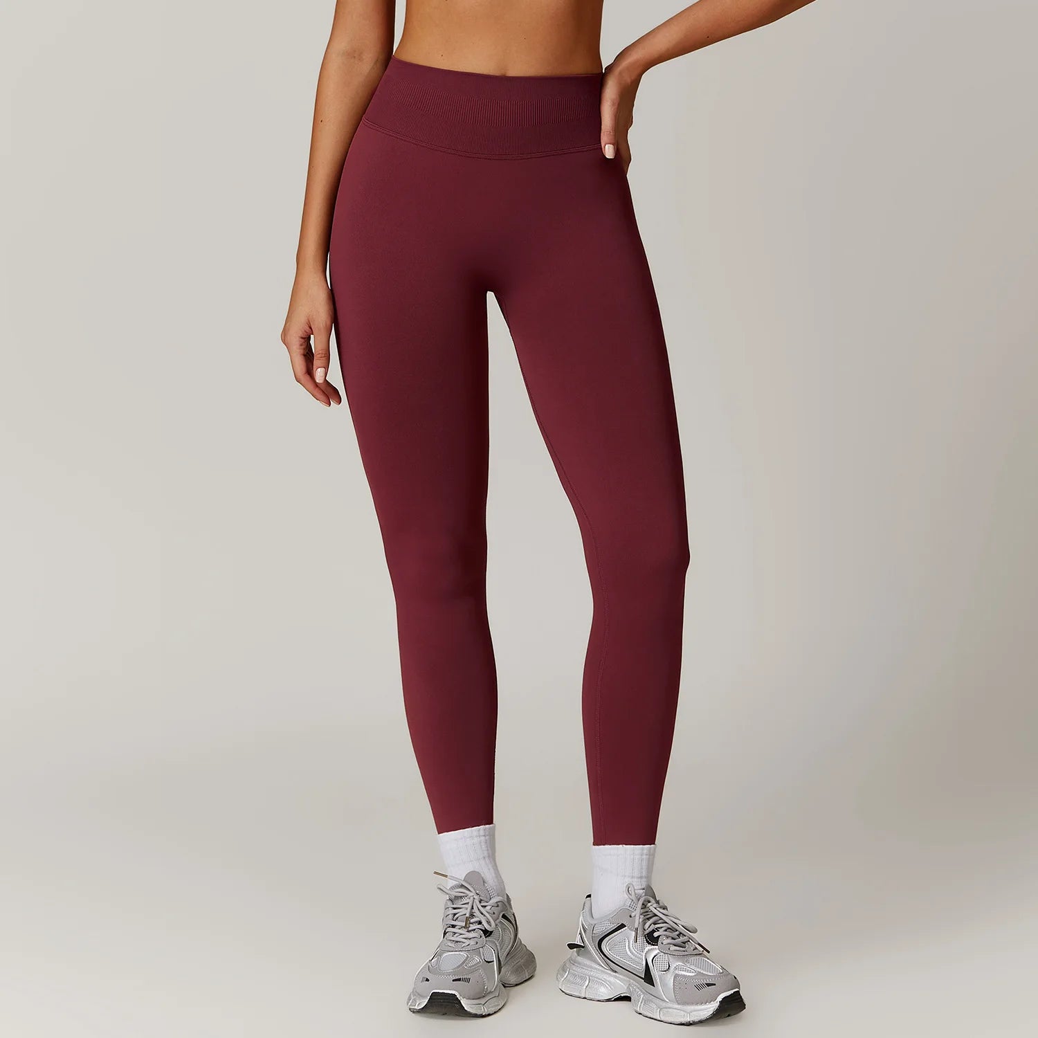 A Scrunch Butt Women Yoga Pants Seamless Sports Leggings High Waist Gym Fitness Tights Quick Drying Workout Pants Qme Cherry red M