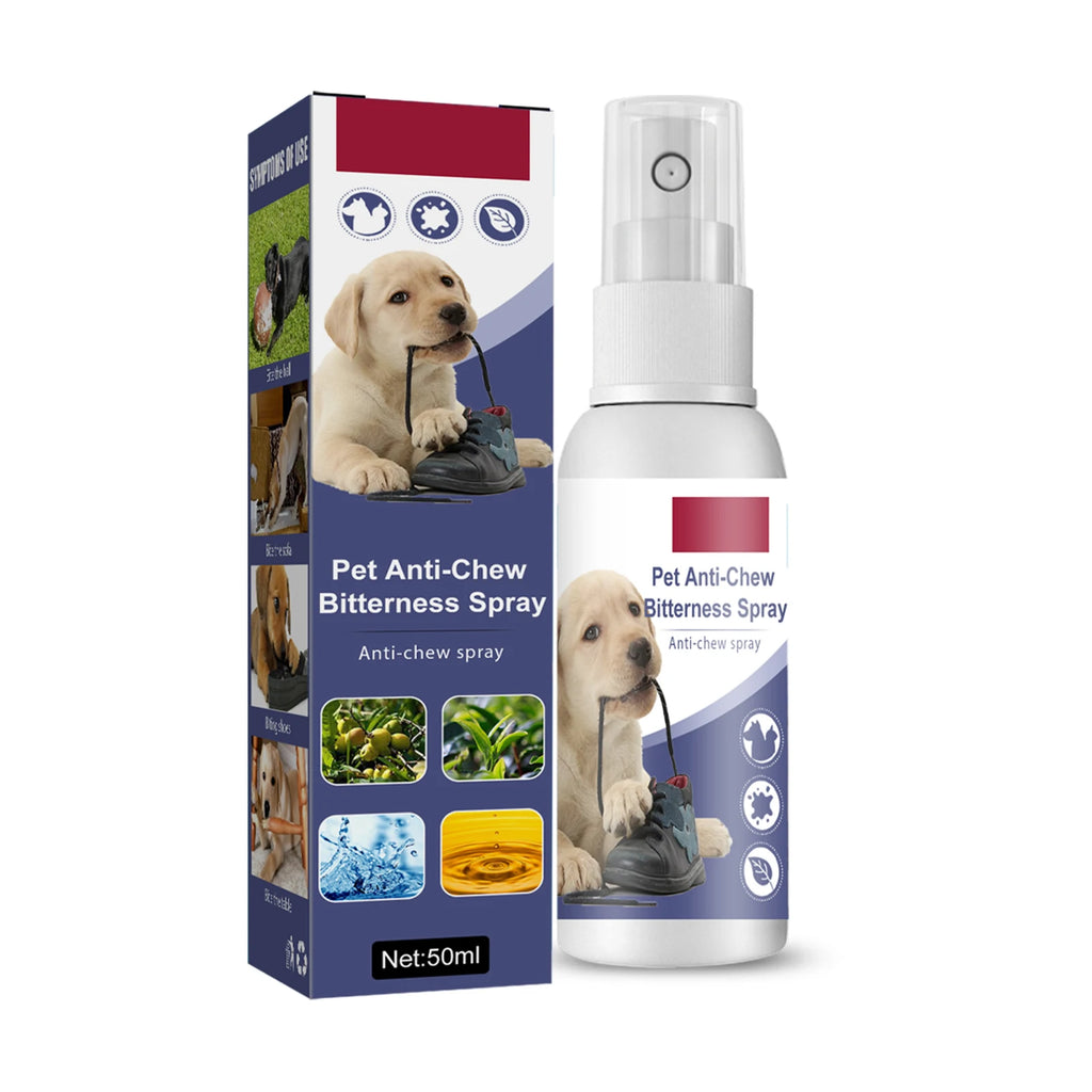 Natural Bitter Spray Anti-Chew Spray Effectively Restrain Pet Behavior Relieve Anxiety Protecting Furnishings Training Supplies Qme 50ml Boxed