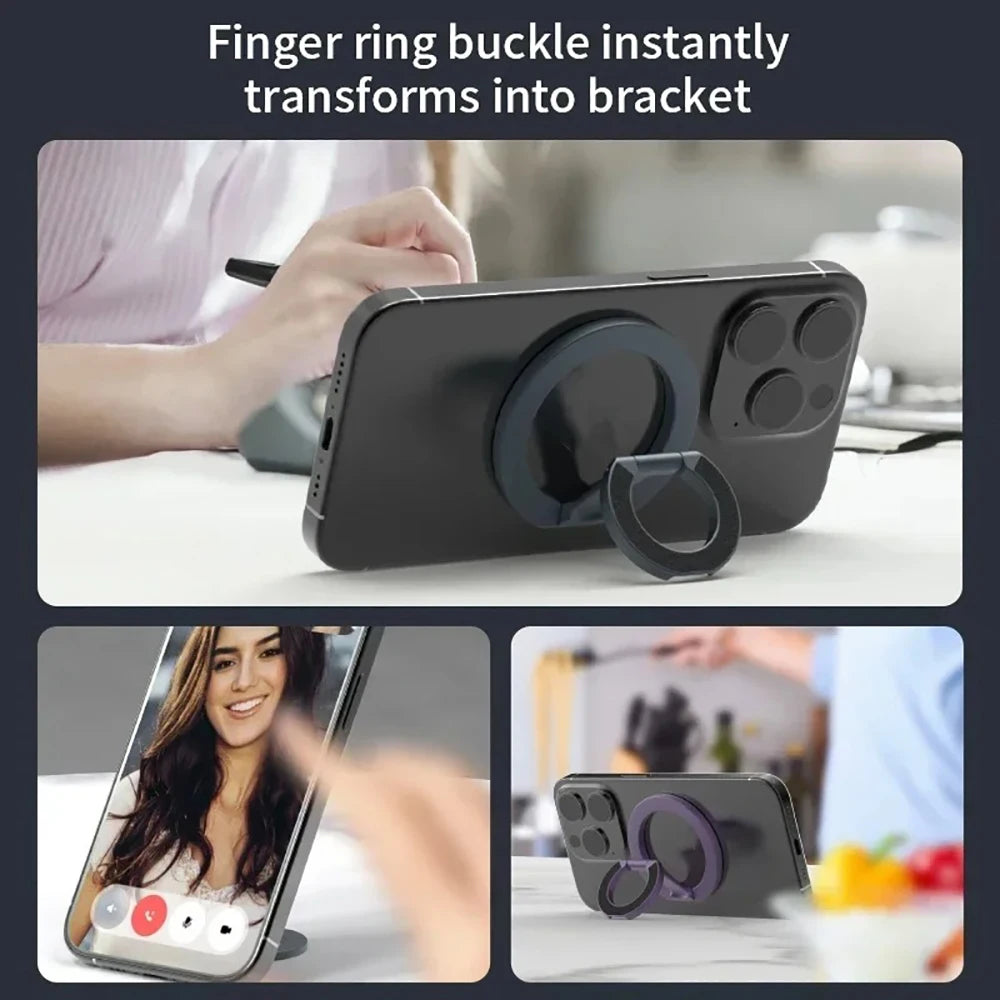 Double Sided Magnetic Phone Ring Holder Portable Folding Cellphones Stand Support Bracket for iPhone 16 15 14 For Huawei Xiaomi Qme
