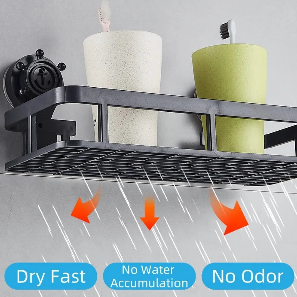 Bathroom Storage Rack Non Perforated Wall Mounted Toilet Toiletries Storage Suction Cup Style Storage Bracket Household Items Qme