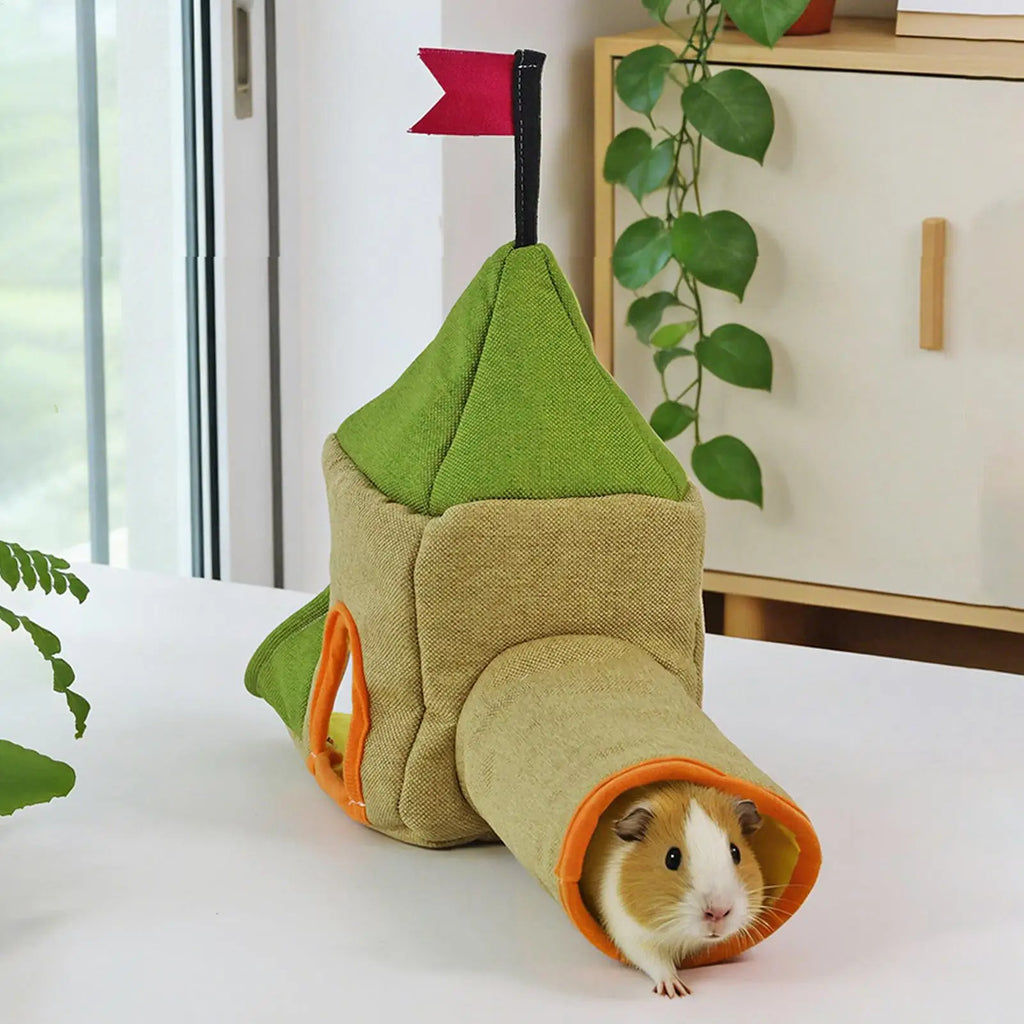 Hamster Toy Tunnel Soft Three-Entrance Habitat Small Animal Tunnel Pet House for Hedgehog Chinchilla Bunny Chewing Resting Qme