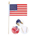12PCS American Flag with Wooden Stick and Gold Spear Tip Durable Polyester for Indoor Outdoor Garden Party DIY Decoration Qme AS SHOW