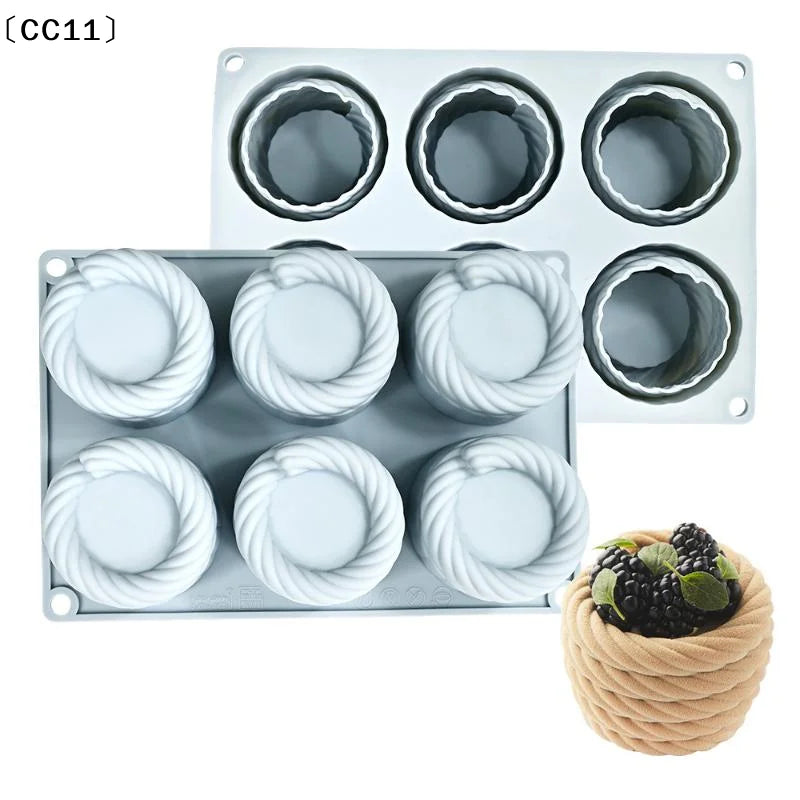 1 6 Cavity Woven Flower Basket Design French Mousse Cake Mould Qme