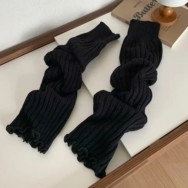 Cute Japanese Lolita JK Leg Warmers Women Ankle Warmer Girls Gothic Qme black Length 57cm