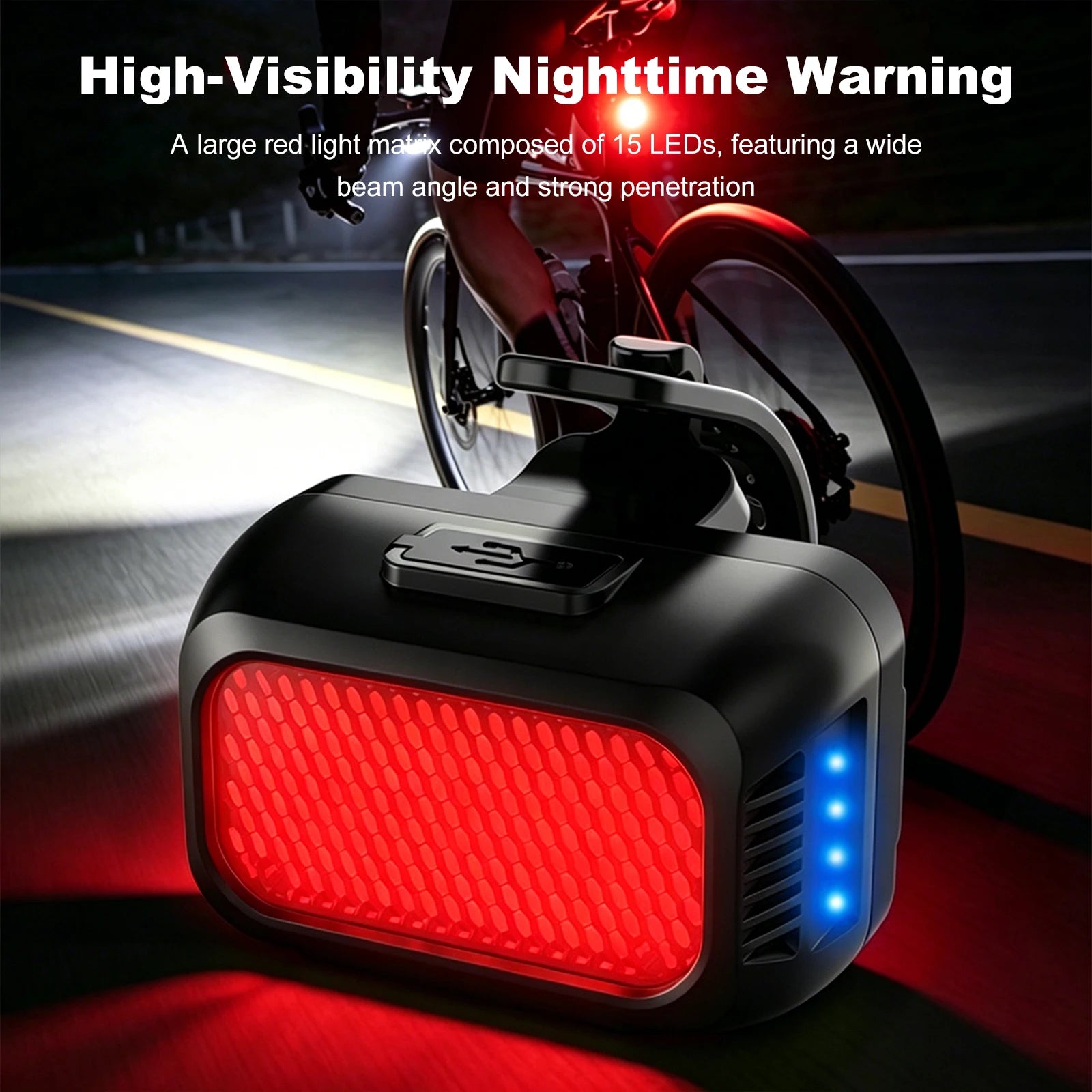 Type-C Powered Led Tail Light Compact Design Mountain Bike Lamp Easy Install for Experience Night Road Trips Camping Adventures Qme