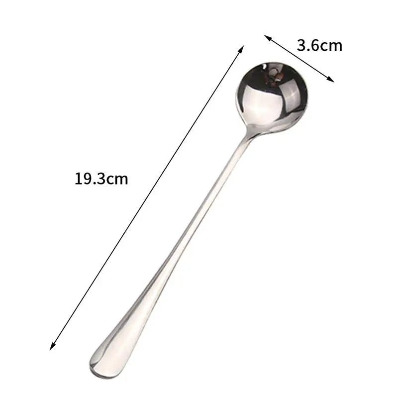 Stainless Steel Spoon Long Handle Coffee Ice Cream Stirring Meal Qme A1