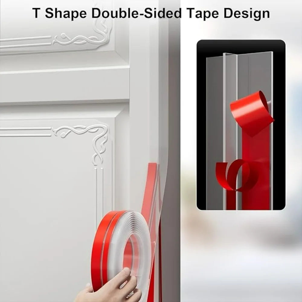 T-Shape Door Draft Stopper Dustproof Soundproof Self-adhesive Seal Strip Door Window Gap Windproof Silicone Weather Stripping Qme