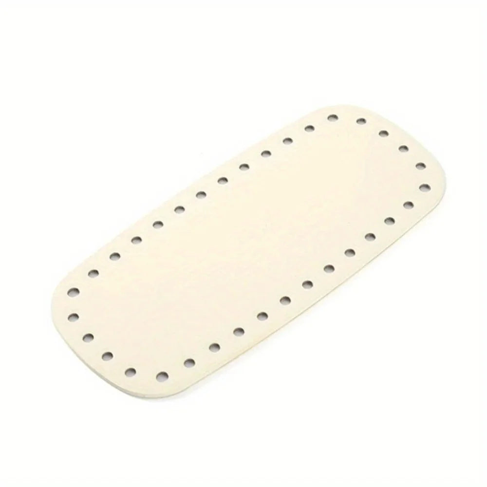 DIY PU Leather Bag Bottoms - Oval/Rectangle Crochet Bag Base with Holes, Used for DIY Crochet Bag Shoulder Bag Wallet Making Qme Beige 2pcs