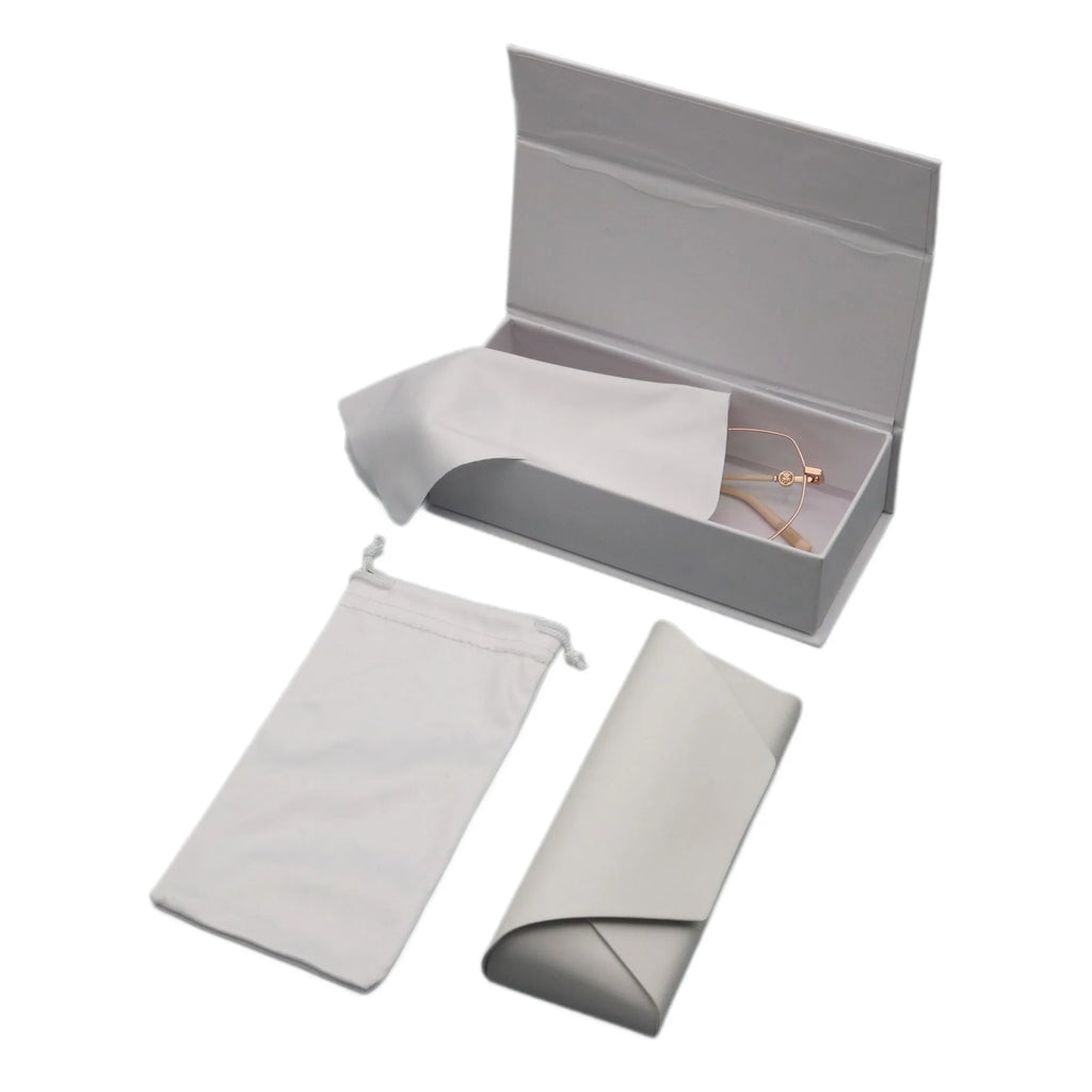 4 pcs Set High-Quality White Eyeglass Case Handmade Faux Leather Large Capacity Storage Luxurious Premium Feel Eyeglass Box Qme