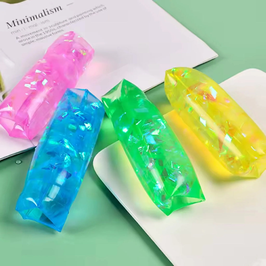 Colorful Random One Smooth Slippery Wiggly Stress Relief Toy with Confetti and Sea Creatures for Kids and Adults Fun Gifts Qme