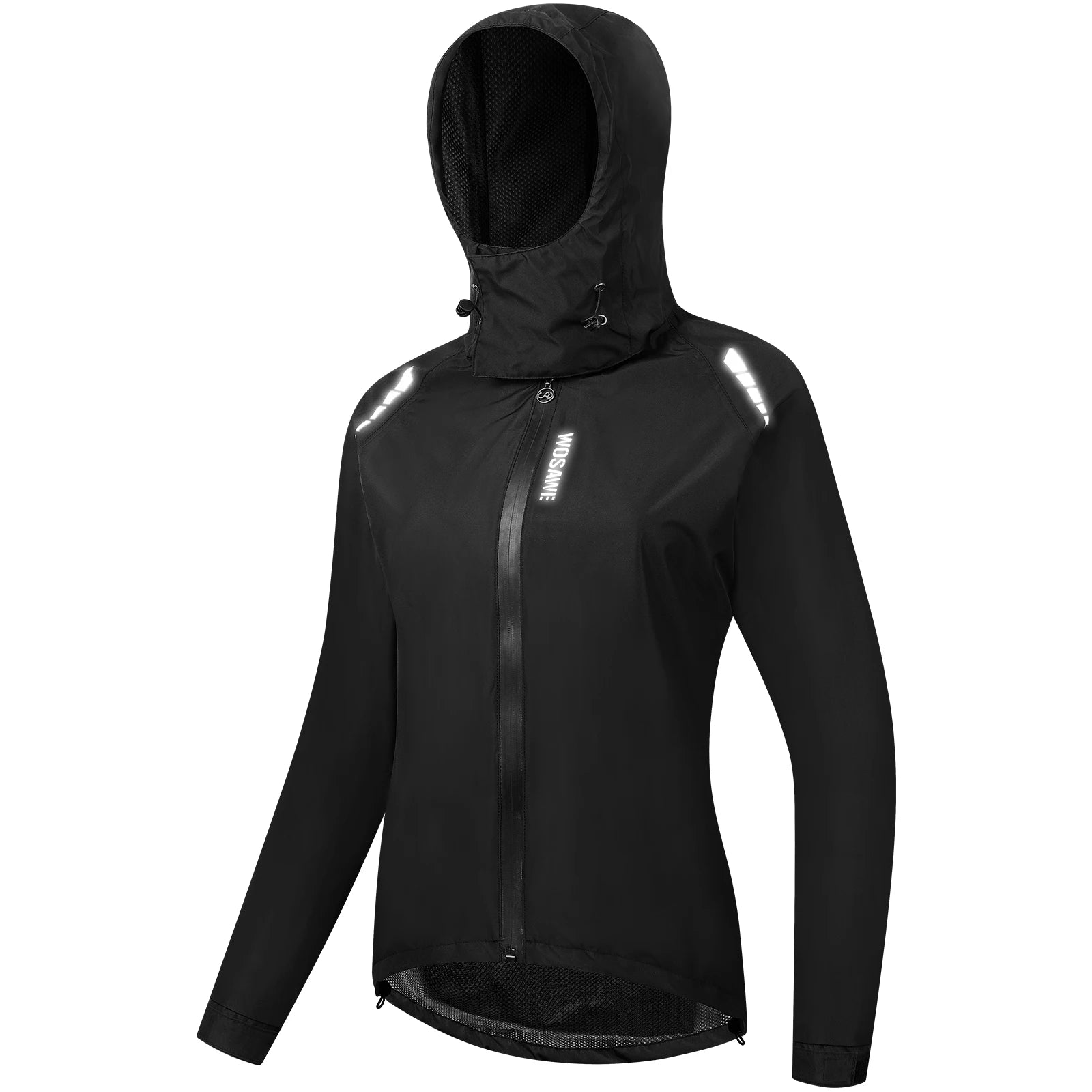 Women's Lightweight Waterproof Cycling Jacket Waterproof Running Jacket Hiking Jacket High Visibility Breathable Windproof Coat Qme black M