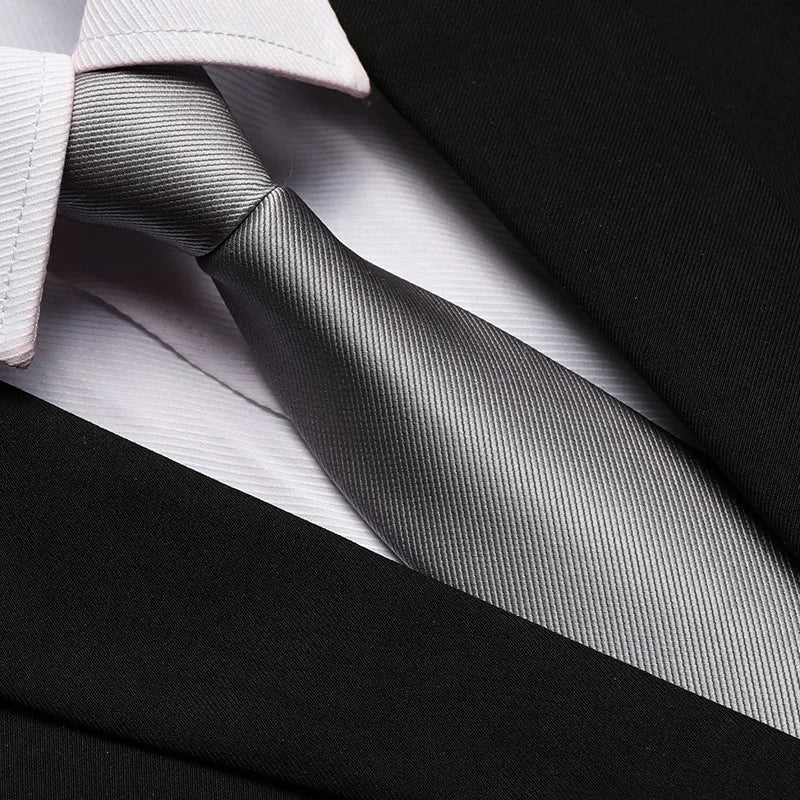 Men's Elegant Thin Solid Necktie Black Zipper Tie Formal Casual Wear Qme RT1