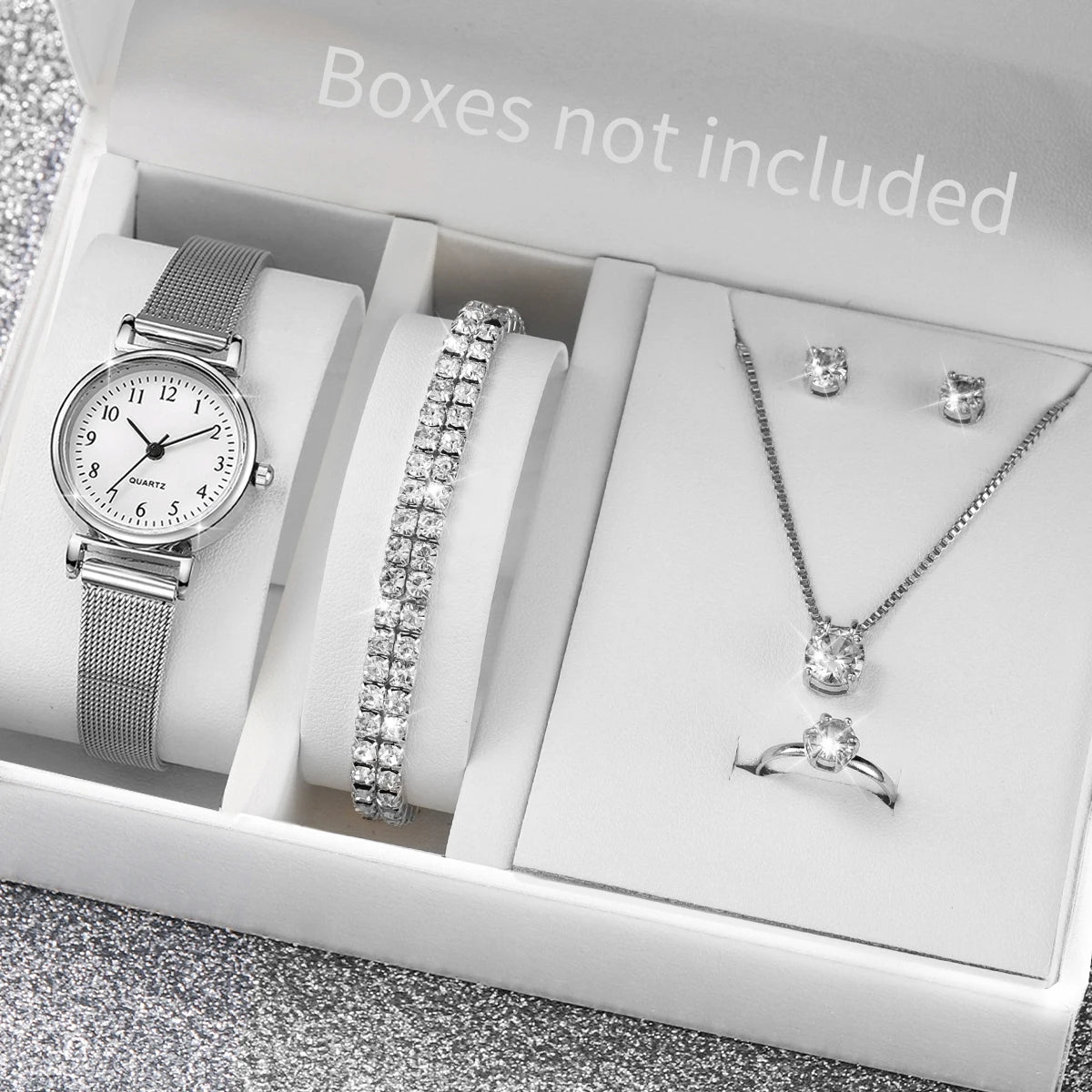 European and American Retro Trendy Student Fashion Korean Style Simple Small Round Bracelet Watch Qme Silver White No Box