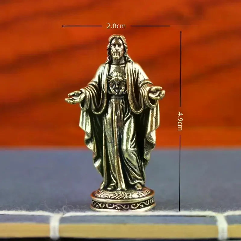 Handmade Brass God Statue Vintage Style Desktop Decor Creative Cross Border Craft Artwork Small Copper Figurine Home Ornament Qme