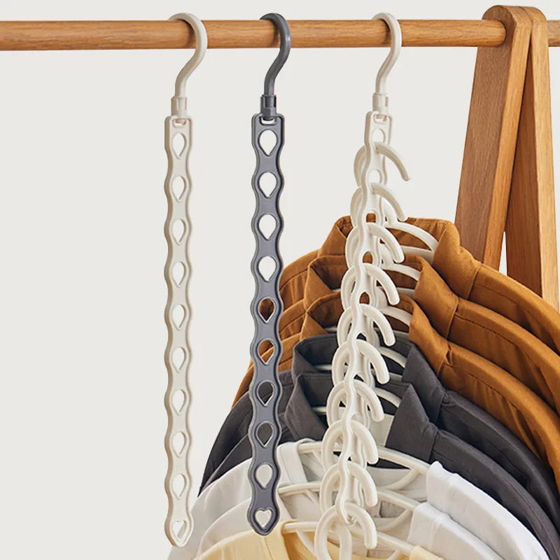 1PC Rotatable Porous Hanger Storage Rack Household Dormitory Clothes Brace Organizer Multi-Storey Balcony Hanger Storage Rack Qme 5PCS White
