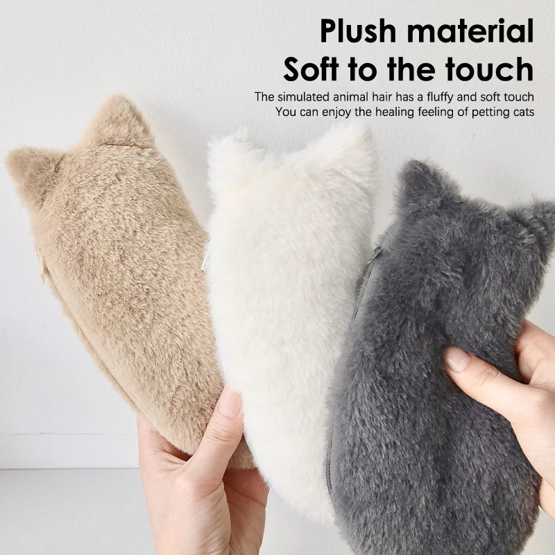 Cute Cartoon Cat Plush Pen Bag Funny Student Animal Pencil Cases Qme