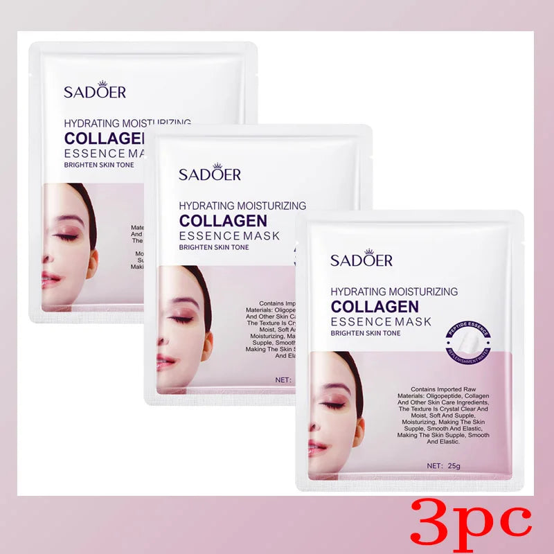 Deep Collagen Faded Wrinkle Facial Mask Reduce Fine Lines Firm Skin Moisturizing Brightening Smooth Skin Care Korean Cosmetics Qme 3pc