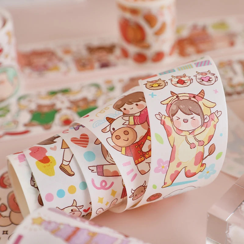 3m/Roll Cartoon Graffiti Life scene Making Tape School Scrapbooking Stickers DIY Aesthetic Decor Handbook Japanese Stationery Qme