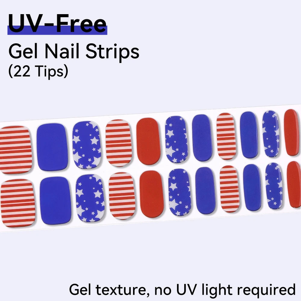 Baking-free 22Tips Nail Stickers Summer Strawberry Polish Sticker Qme BSA-0354