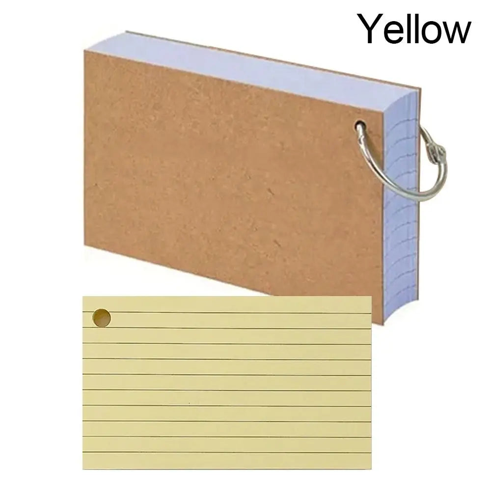 50PCS Binder Horizontal Line Memo Book Loose-Leaf Index Cards Flash Cards Small Revision Cards for Study Office Note Pads Qme Yellow