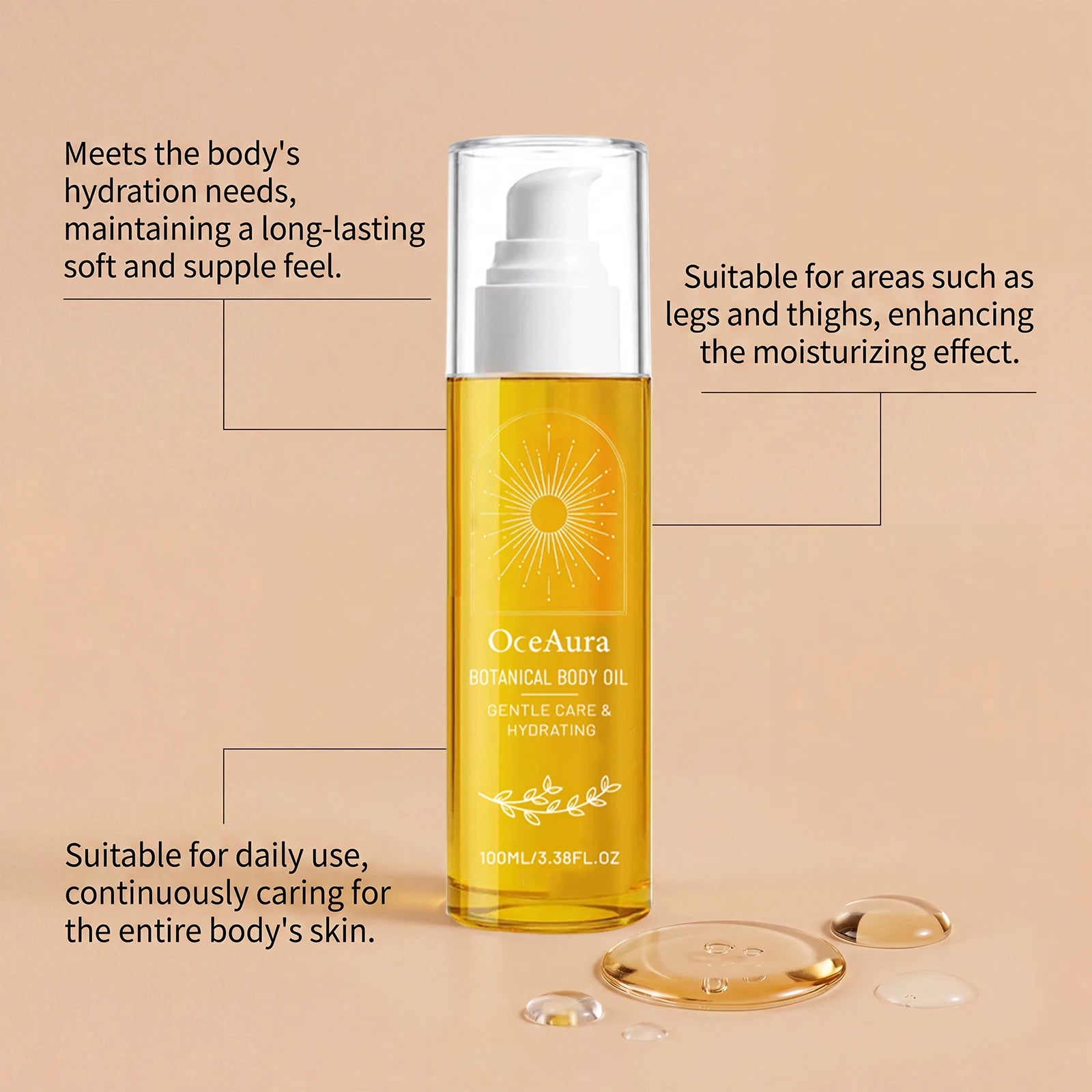 Oceaura Botanical Body Oil Gentle Brightening Smoothing Long-lasting Qme