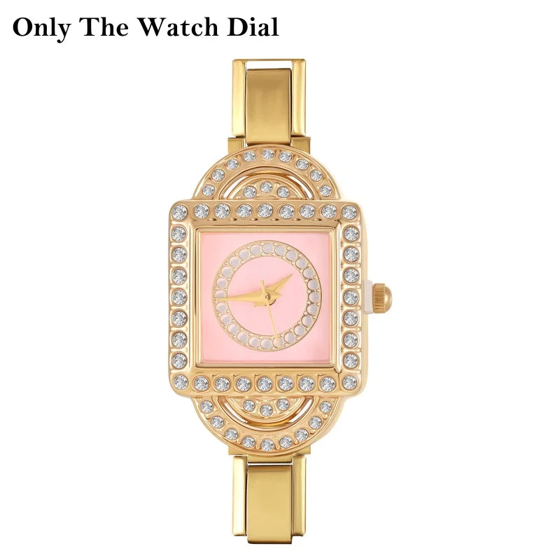 Women Men's DIY Width Italian Charm Golden Stainless Steel Square