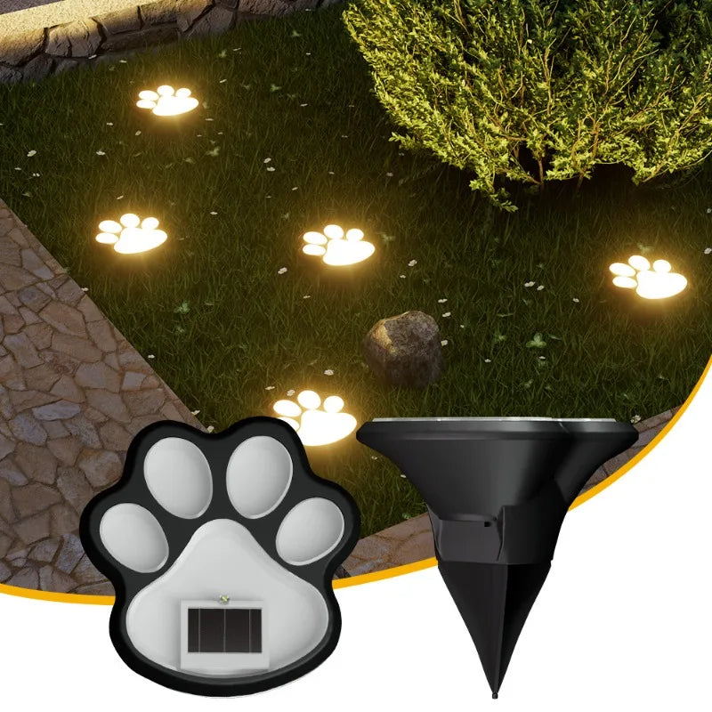 Solar Lawn Light LED Simulation Dog Footprint Floor Plug Outdoor Qme