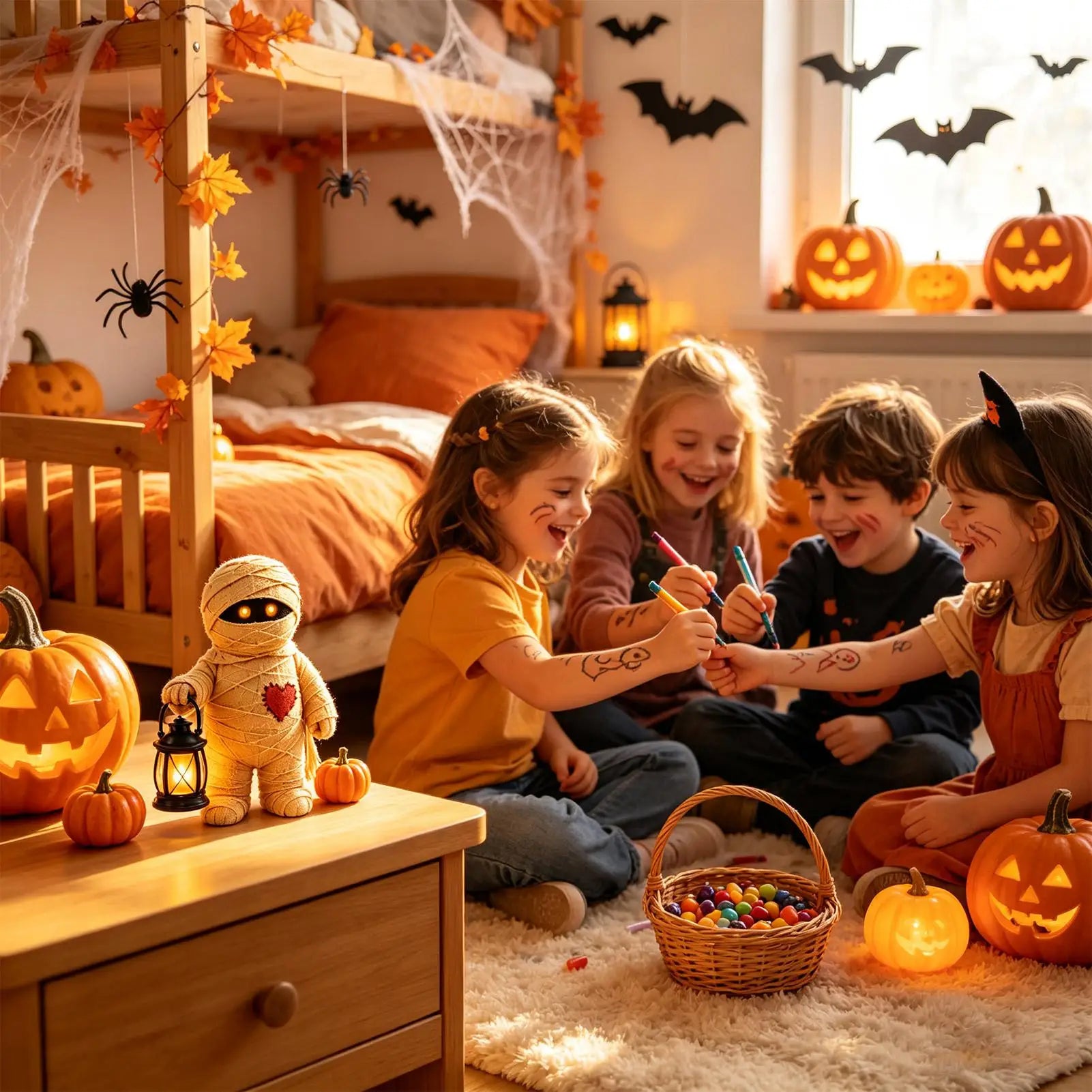 Halloween Statue Decor Vintage Spooky Farmhouse Fall Figurines Desk Qme