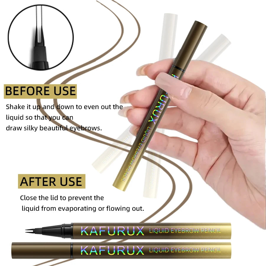 8 Colors 2 Fork Microblading Eyebrow Pen Waterproof Liquid Eye Qme