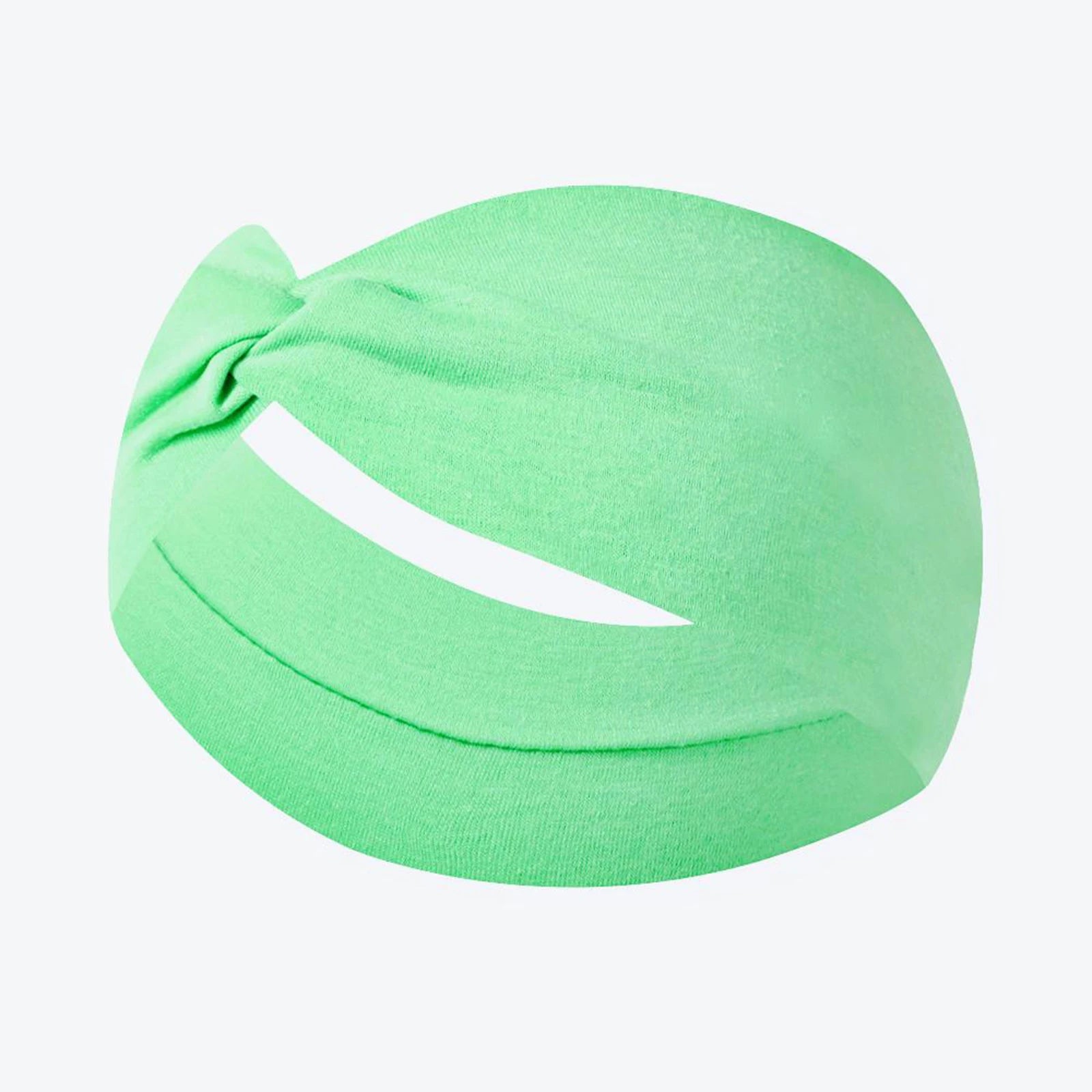 Unisex High Elastic Running Fitness Headband for Sports Yoga Solid Sweatproof Elastic Cotton Headscarf Wash Face Shower Supplies Qme Light Green