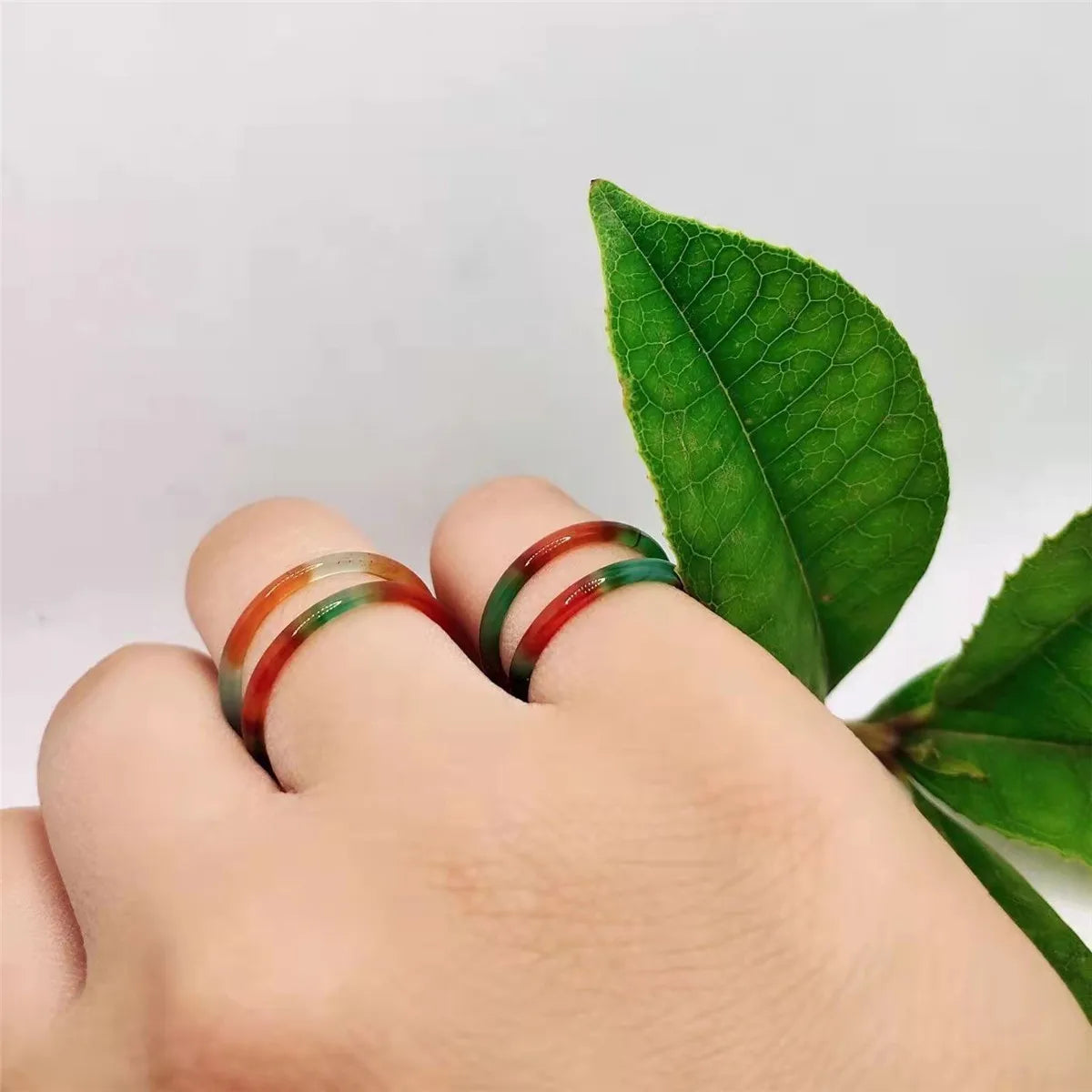Chinese Style Imitation Natural Glass Ring Ancient Court Fashion Minimalist Couple Ring Glass Jewelry Charming Gift Wholesale Qme