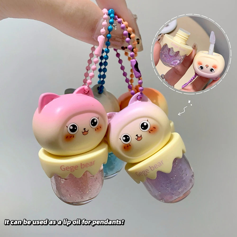 Gege Bear Cute Fruit-flavored Lip Oil Can Be Key Pendant Hydrating Qme