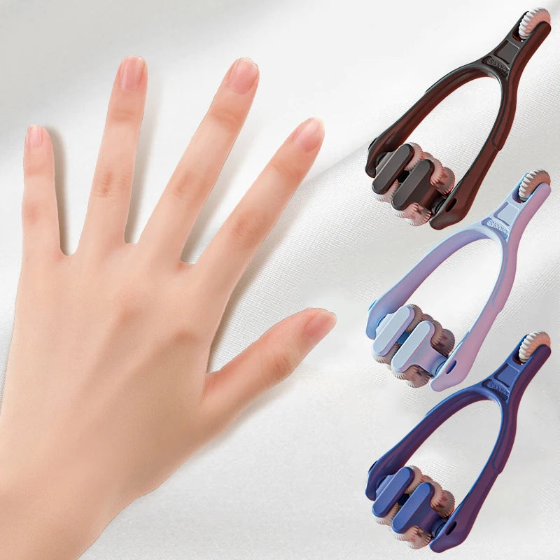 Portable Finger Joints Massager Elastic Handle Dual-row Roller Design Qme