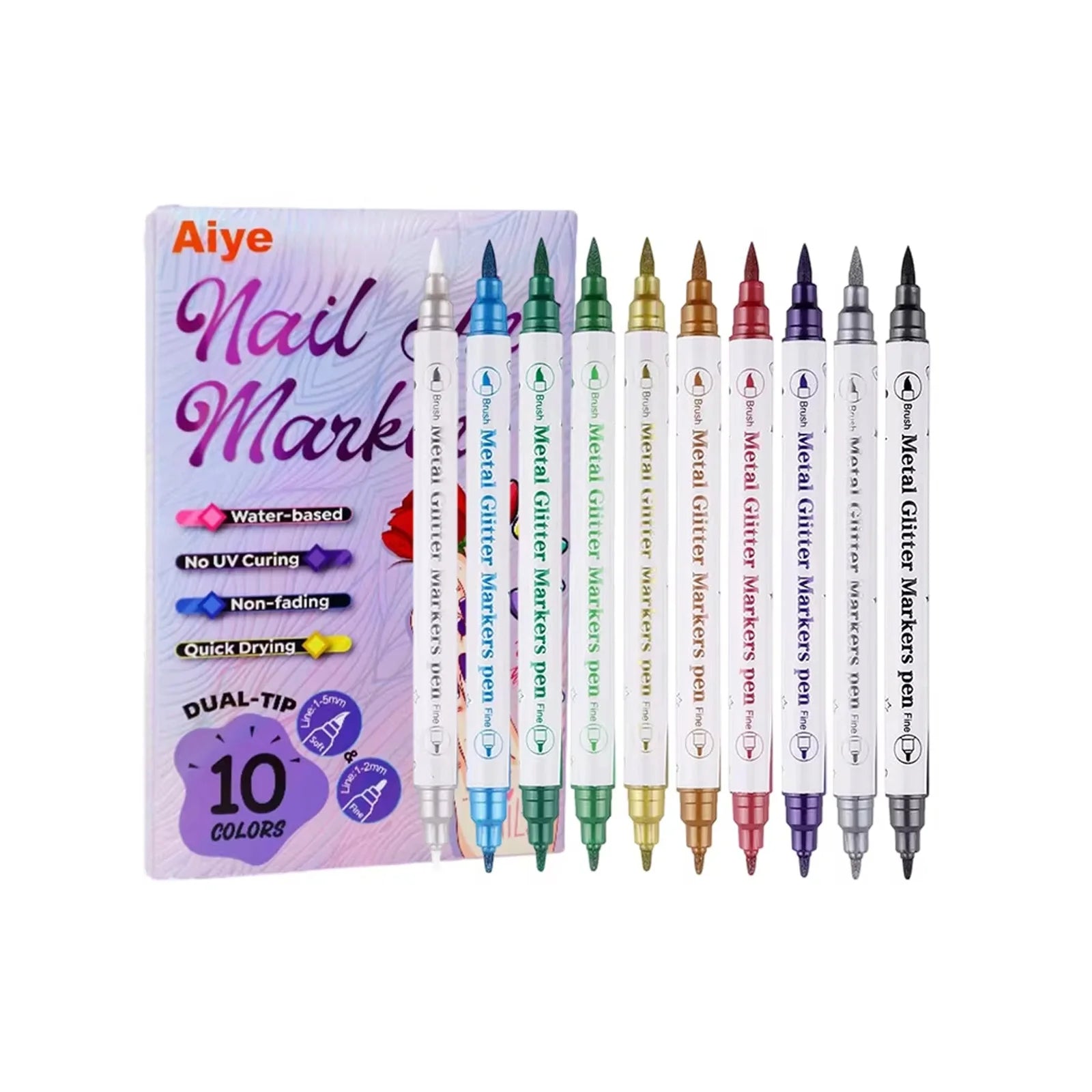 10Pcs/Set DIY Nail Art Graffiti Pen Nail Polish Pens Drawing Painting Point Liner Acrylic Painted Pen Waterproof Quick-drying Qme 1 Set