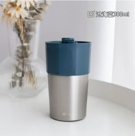 Stainless Steel Double-wall Insulated Office Coffee Mug Qme DEEP BLUE 300ml