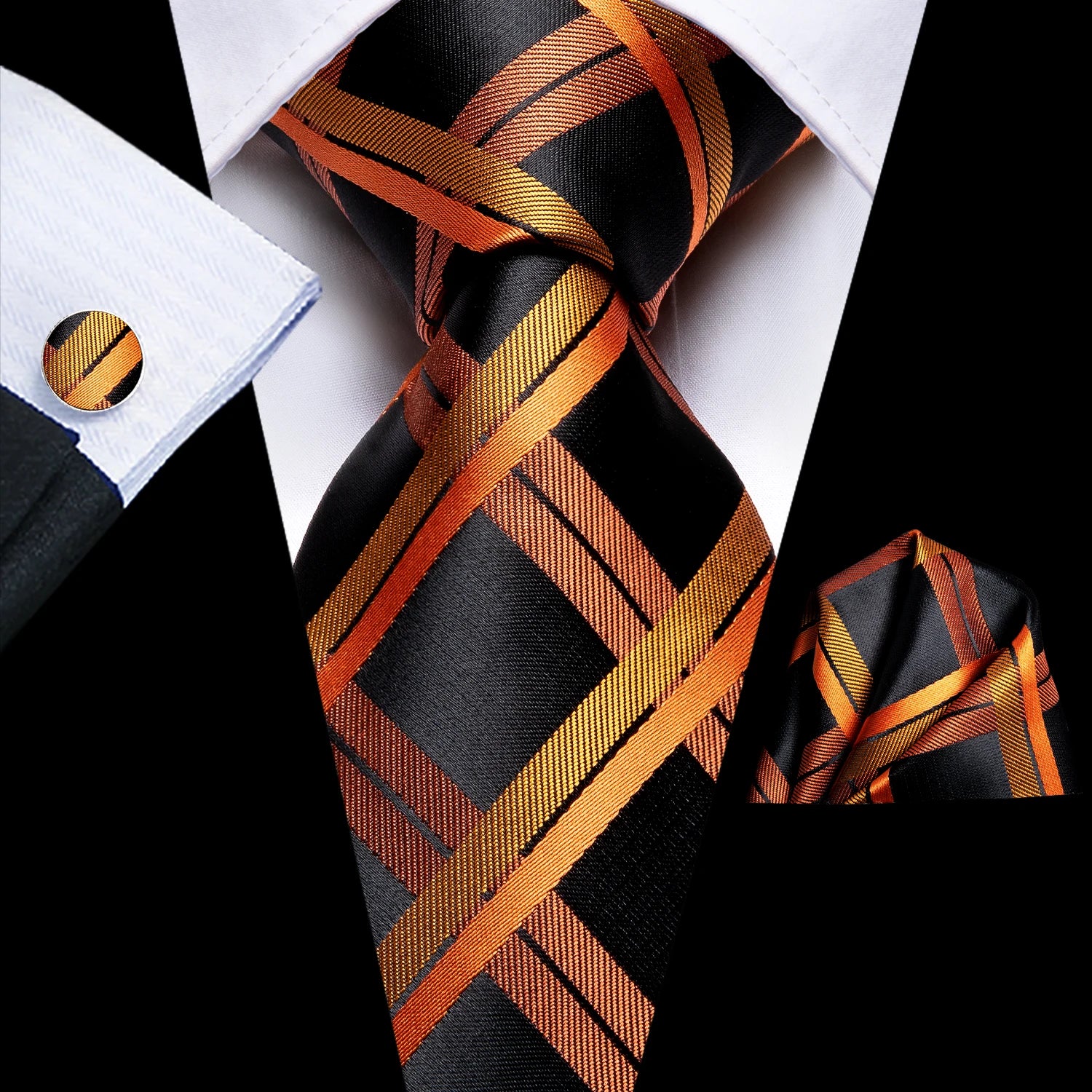 Hi-Tie Fashion 8.5cm Blue Plaid Dots Men's Elegant Tie Handkerchief Cufflinks Set Wedding Party Accessories Gift for Men Gravats Qme HT-N-0344
