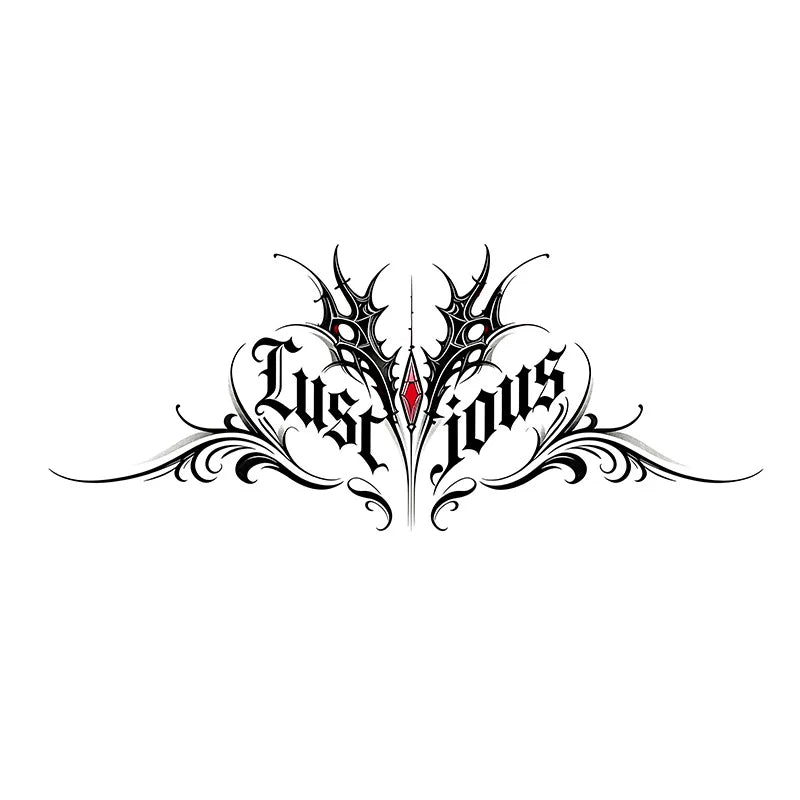 Gothic Dark English Tattoo Sticker Temporary Tattoo, Long-Lasting Waterproof Mysterious Sexy Slogan Fake Tattoo for Women Leg Ch Qme