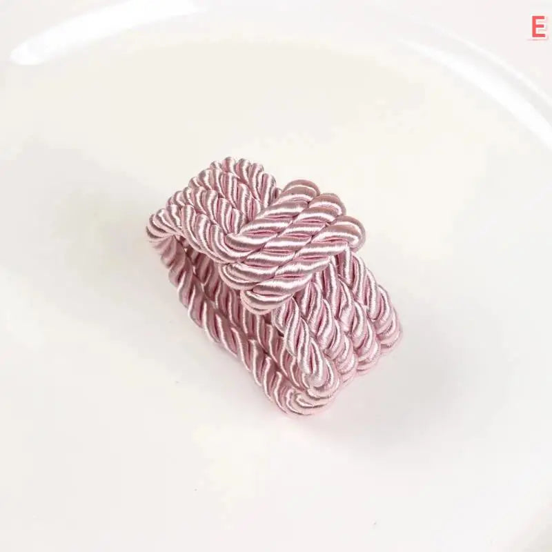 Circle Woven Rope Napkin Ring Christmas Decoration Solid Color Napkin Buckle Restaurant Bar Wedding Home Table Accessories Qme Pink