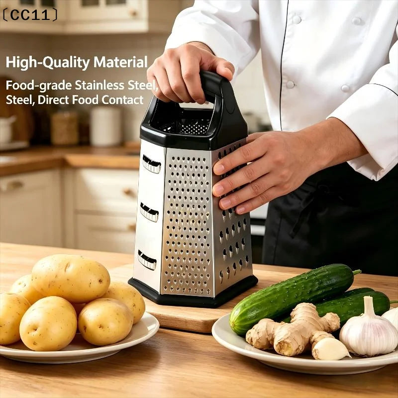Multifunction Vegetables Box Grater Stainless Steel 6 Sides Slicer Qme
