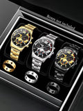 Men's Quartz Watch And Ring Set Stainless Steel Band Suitable for Daily Wear Birthday Gift Box Not Included Qme 6PCS watch set