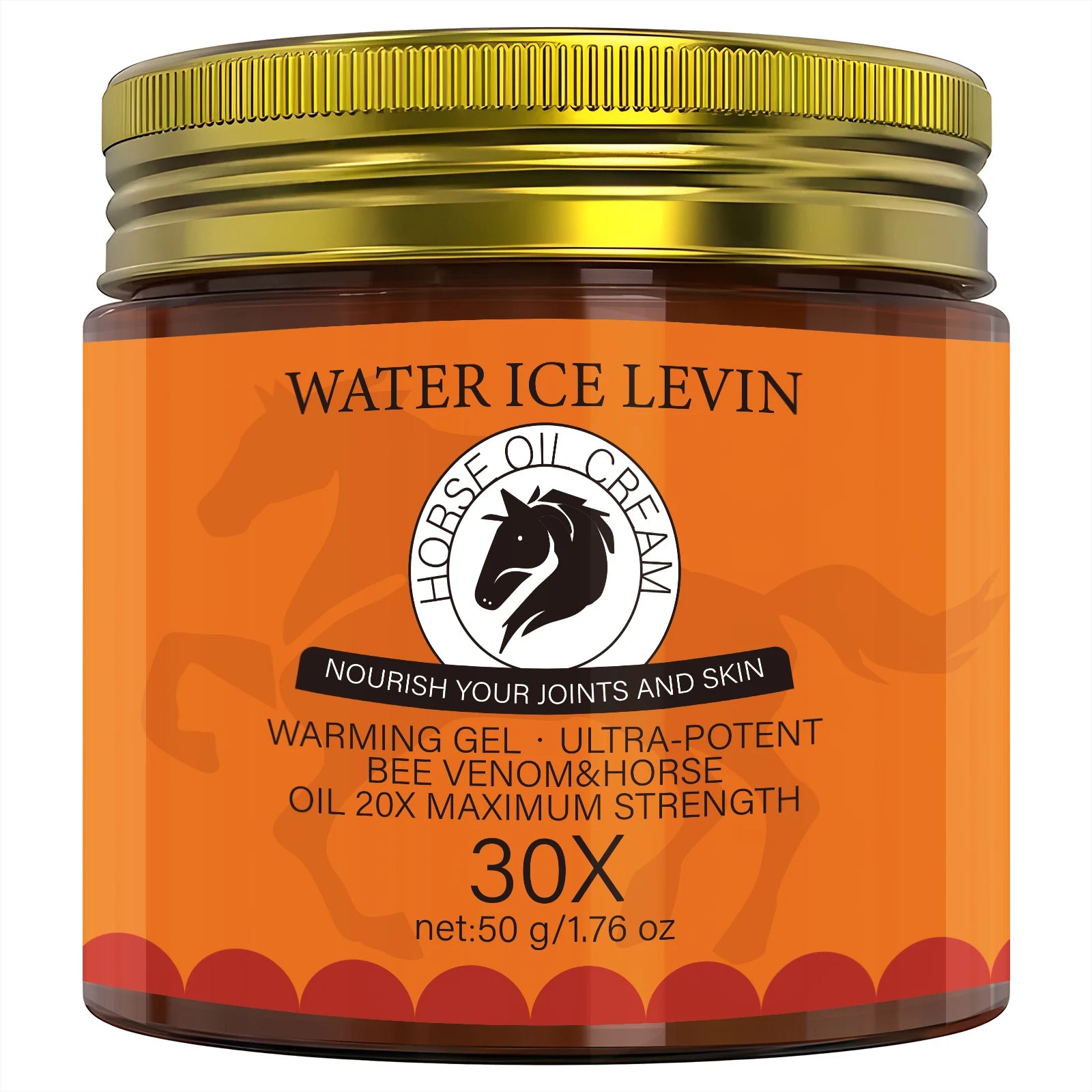 Warming Horse Oil Cream Infused Bee Venom & Rosemary, Nourish Skin & Joints Qme Orange 50g