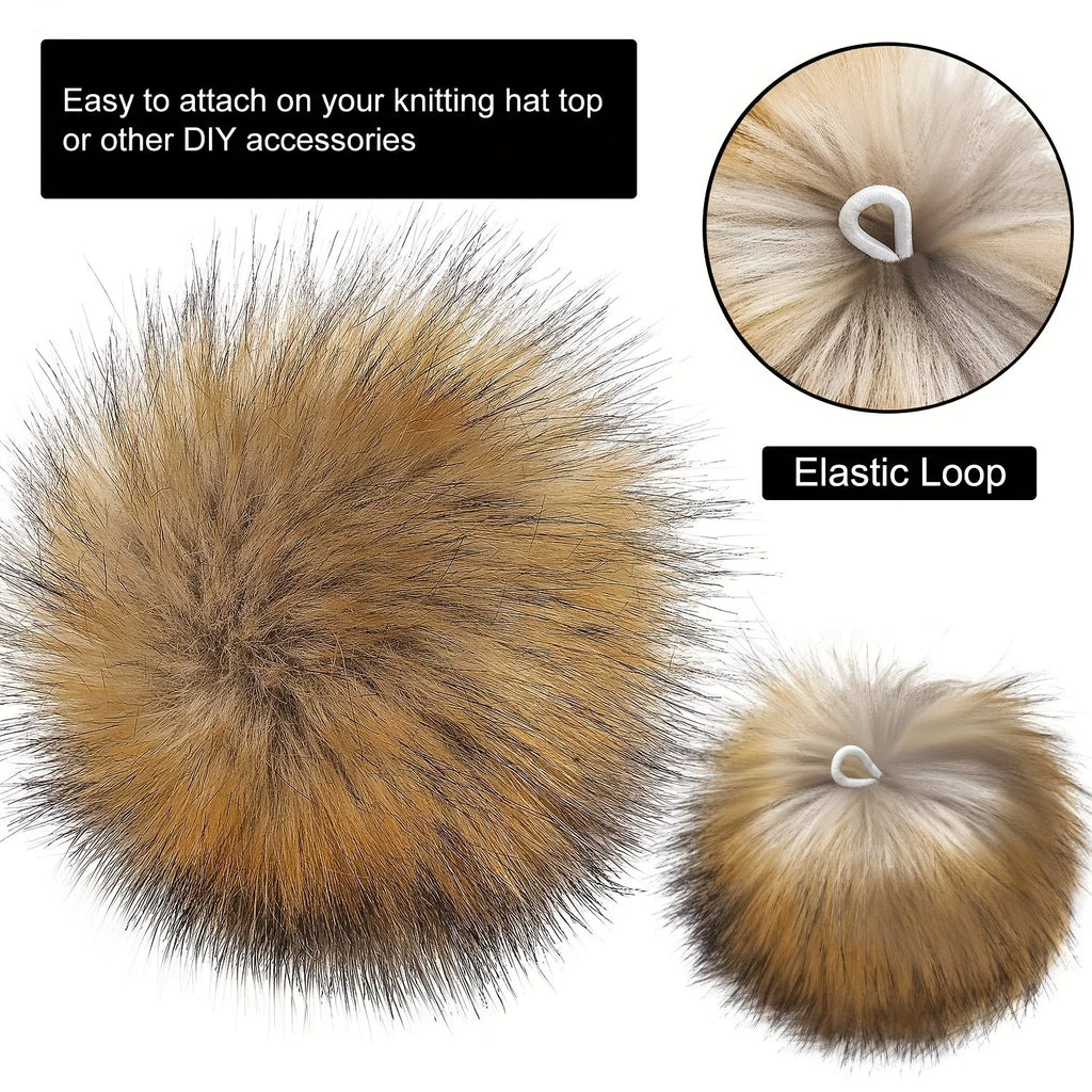 Artificial fur Pom Pom ball 10cm detachable soft elastic accessory for hats, scarves, keychains DIY crafts decoration winter hat Qme