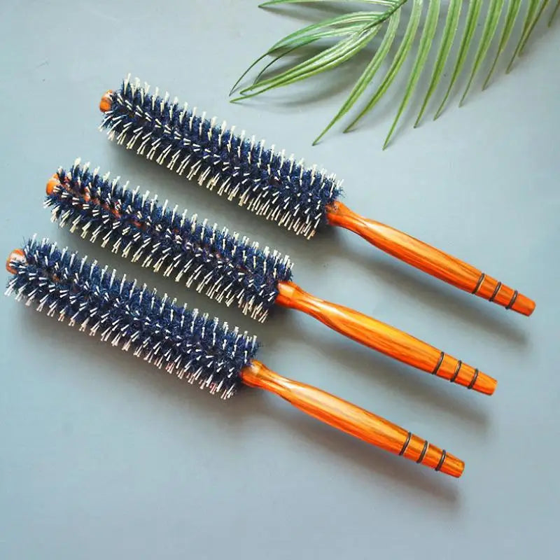 Anti Static Wood Natural Boar Bristle Hair Round Brush Hairdresser Qme