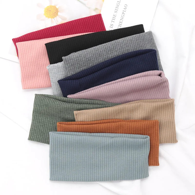 Women Solid Hairband Wide Hair Bands Elastic Headband Makeup Hoop Qme