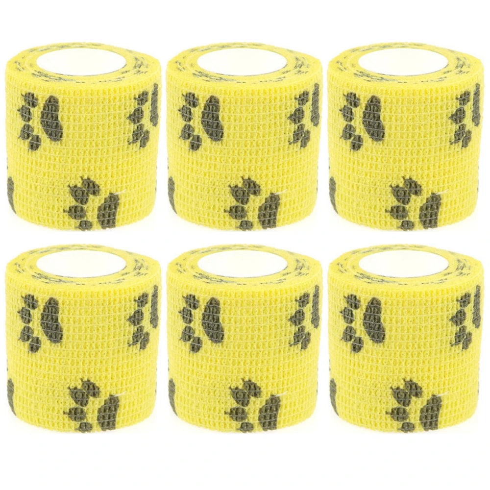 6/12PCS Gauze Bandage Self-adhesive Breathable Elastic Bandages for Nail Tattoo Art Sports Fixing Finger Wrist Leg Qme 6 Yellow Claw
