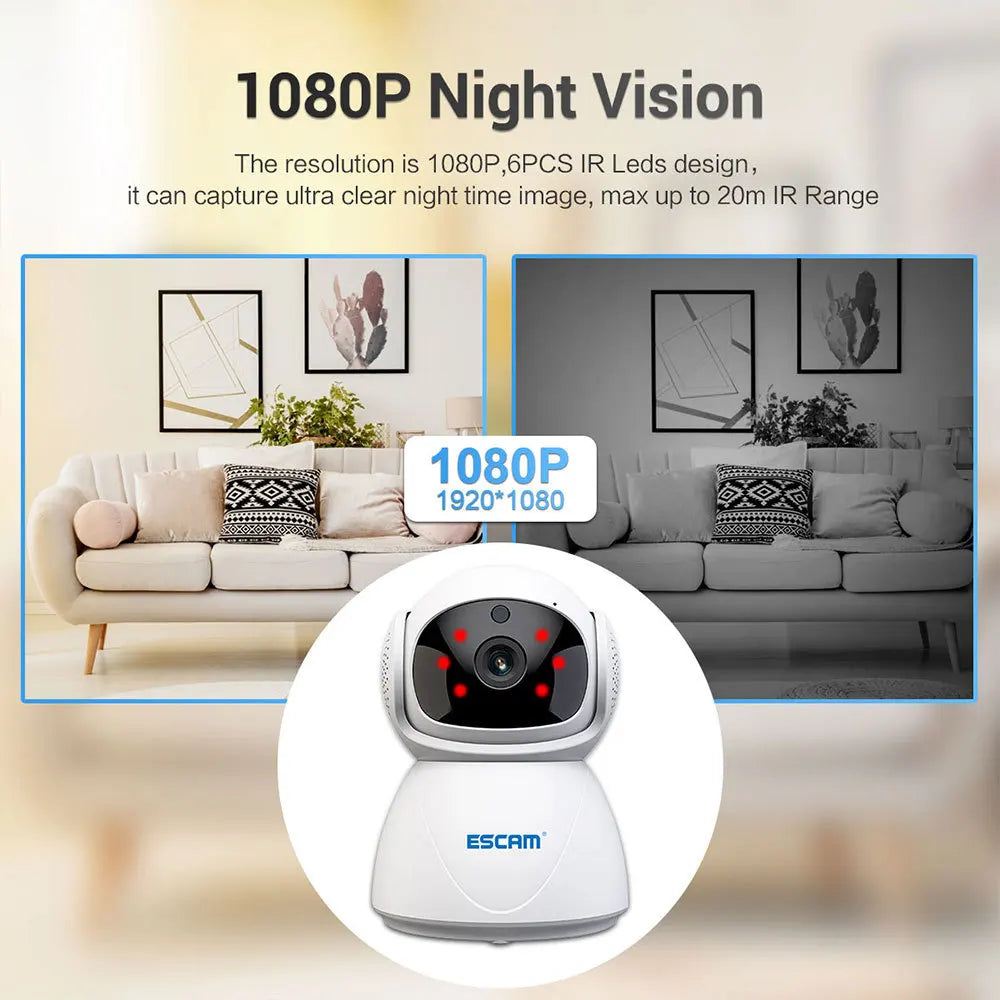 ESCAM PT201 1080P Smart Surveillance Camera Wireless CCTVNetwork 2.4G 5G WiFi IP Camera IR Night Vision Baby Monitor Qme
